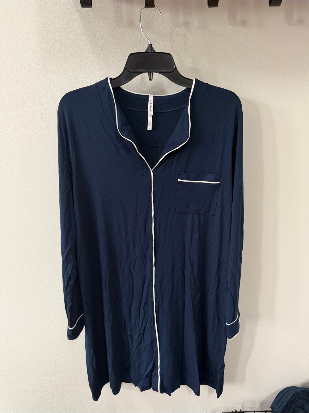 Soma Cool Nights Navy Piped Notch Sleepshirt